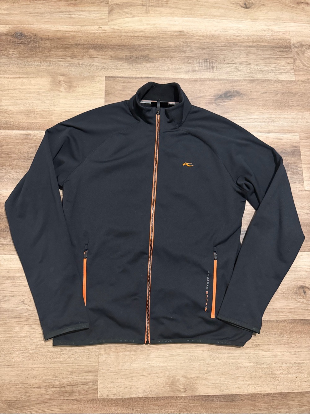 KJUS Charger Stretch Jacket Mens XL Black Performance Full Zip Fleece Lined EUC